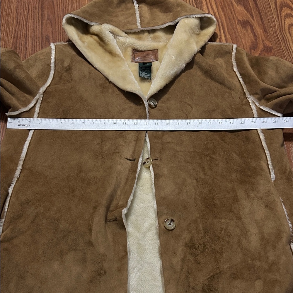 Ralph Lauren Brown Leather Label Vintage Faux Suede and Fur Lined Y2K Long Coat - Picture 4 of 6